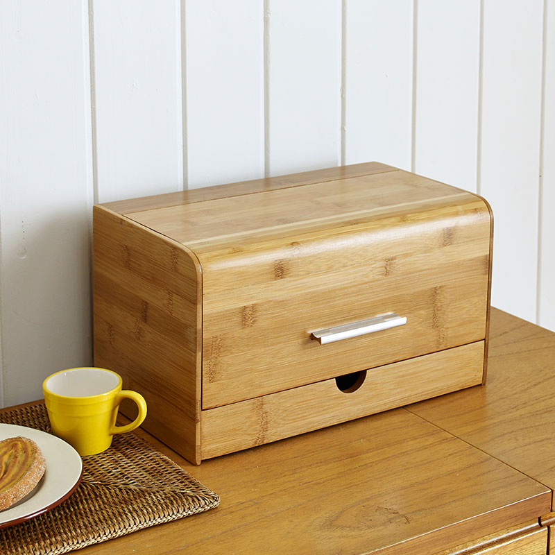 Bread Box Bamboo - Kotak roti anti debu Kotak penyimpanan
