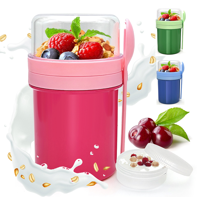 Food Storage Meals - Cangkir Overnight Oats Dua Lapis Portabel,