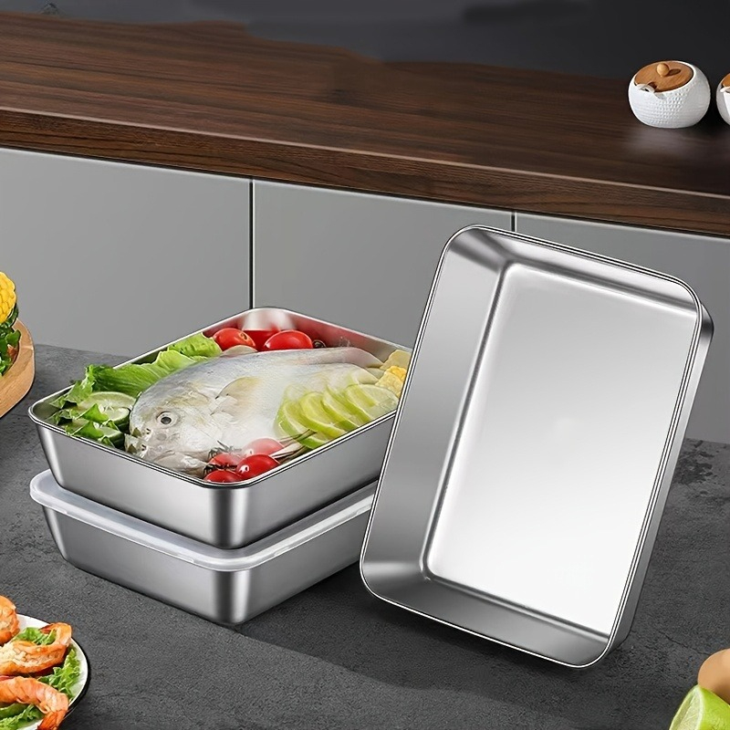 Storage Food Tray - 3/6Pcs Wadah Penyimpanan Makanan Persegi Panjang