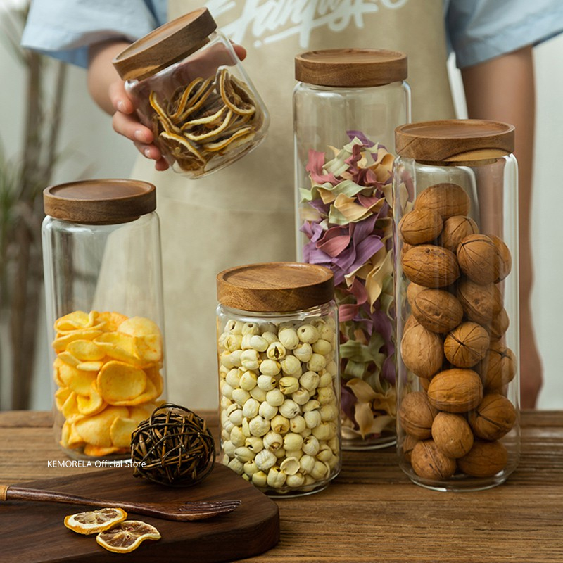 Glass Meal Prep Container - Botol penyimpanan dapur, wadah toples permen,
