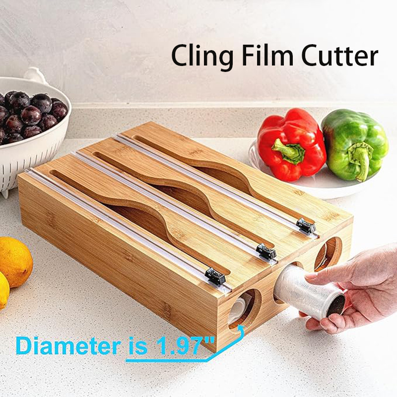Food Storage Cabinet For Kitchen - Kotak Pemotong Plastik Wrap Bambu 3