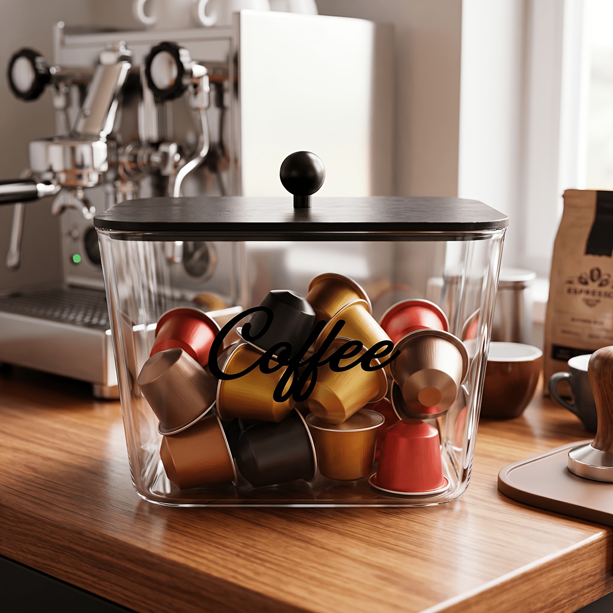 Food Storage Cabinet For Kitchen - Tempat Penyimpanan Pod Kopi dengan Tutup,
