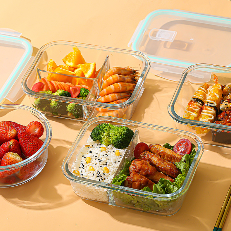 Glass Meal Prep Container - Kotak Penyimpanan Makanan Kaca Borosilikat Tinggi