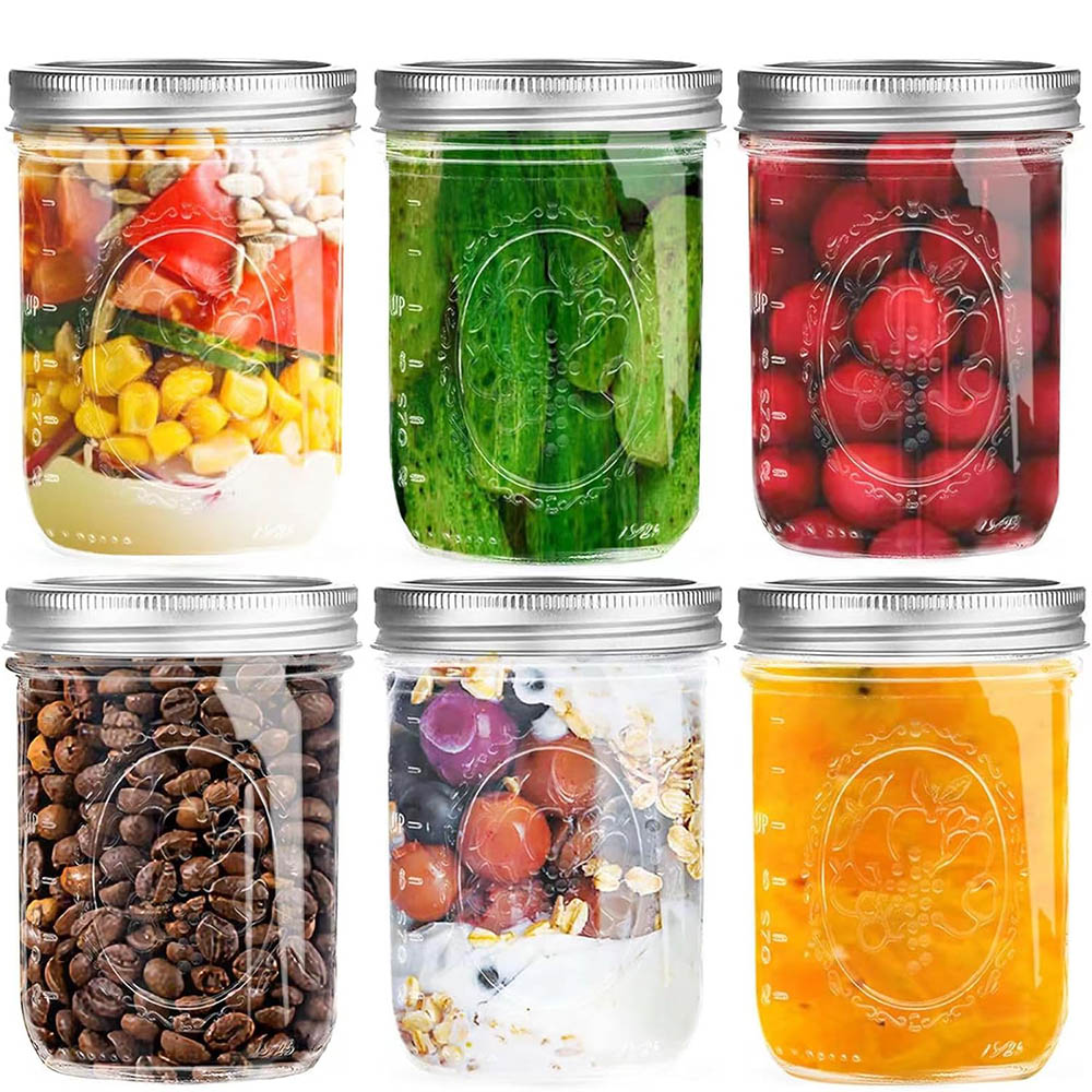 Food Storage With Lids - Stoples Mason Mulut Lebar 16oz dengan