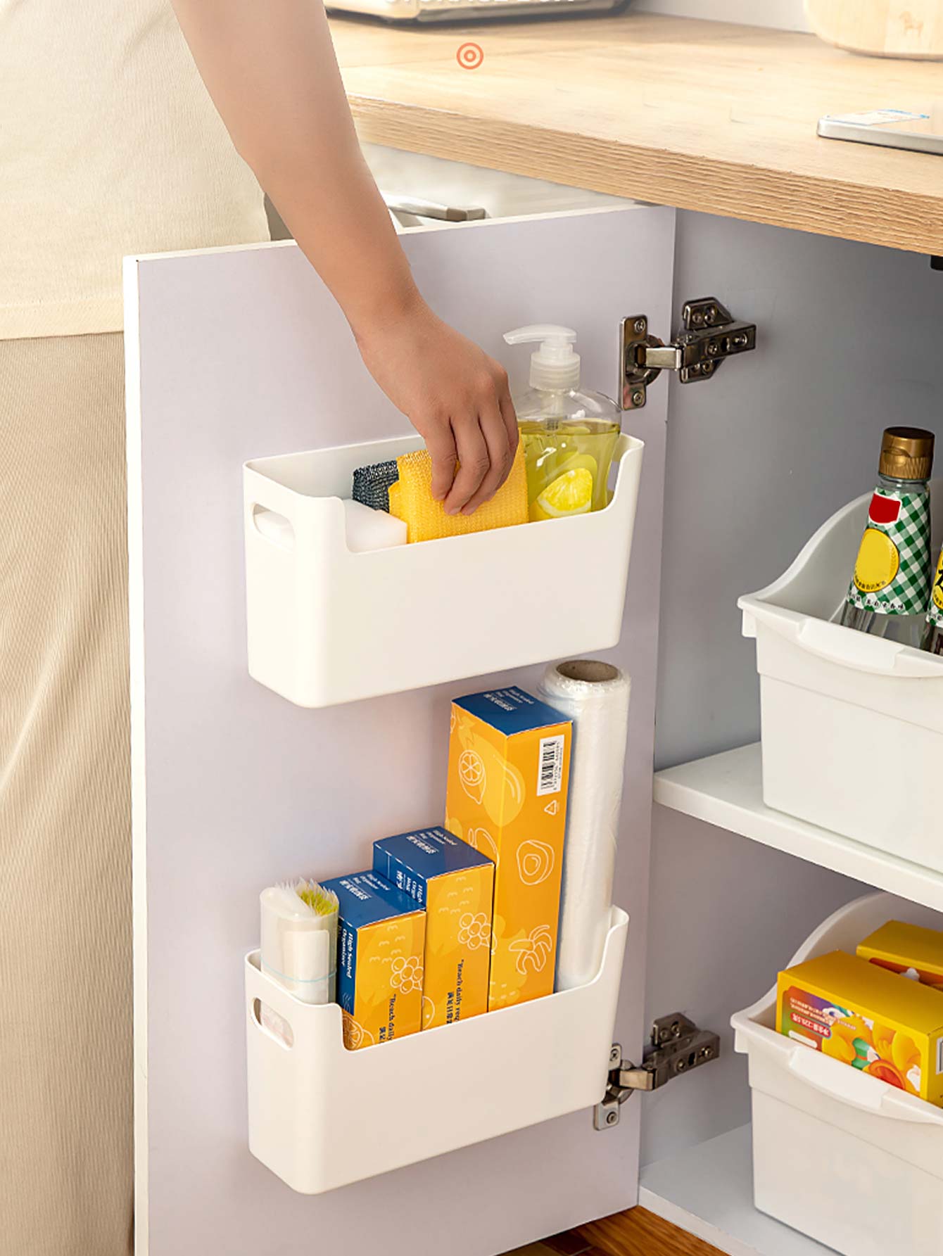 Food Storage Cabinet For Kitchen - Kotak Penyimpanan Dinding Plastik Tanpa Paku,