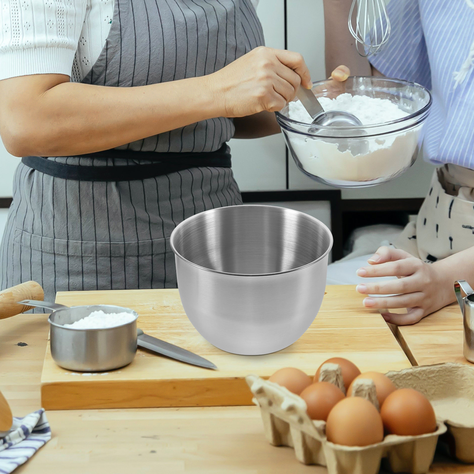 Food Storage Meals - Mangkuk Pencampur Stainless Steel Tebal, Mangkuk
