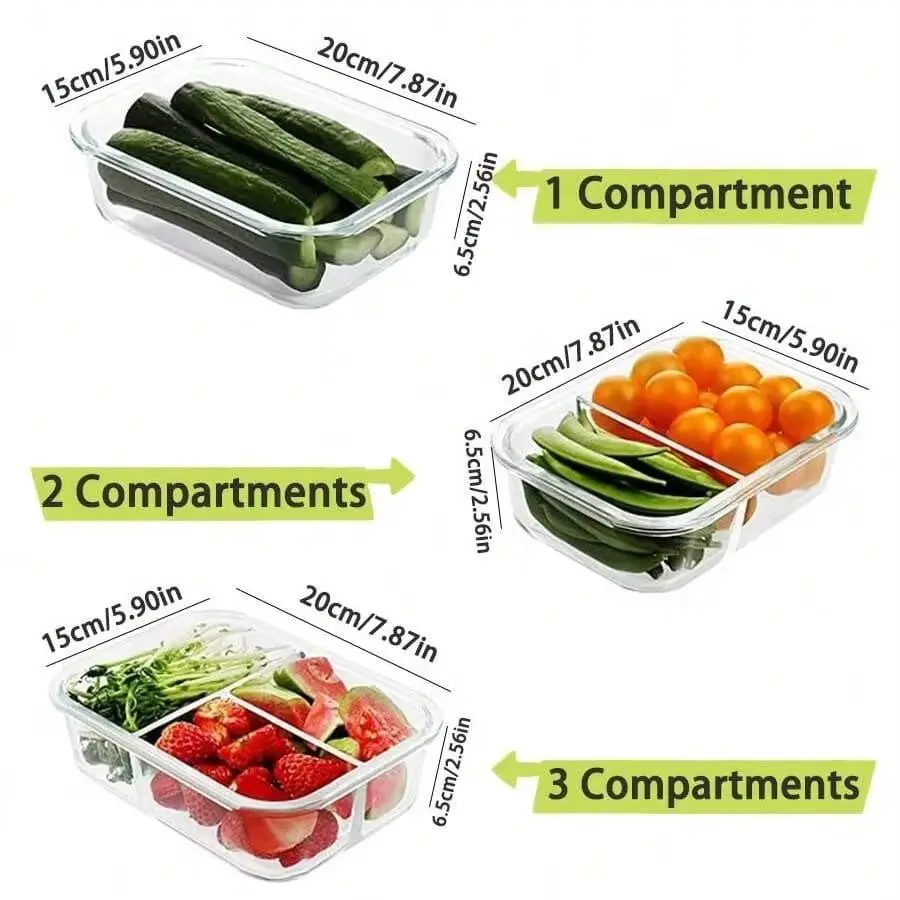 Glass Meal Prep Container - yesGlass Wadah Penyimpanan Makanan Dengan Tutup,