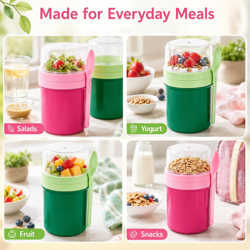 Cangkir Overnight Oats Dua Lap - Food Storage Meals ulasan dan harga
