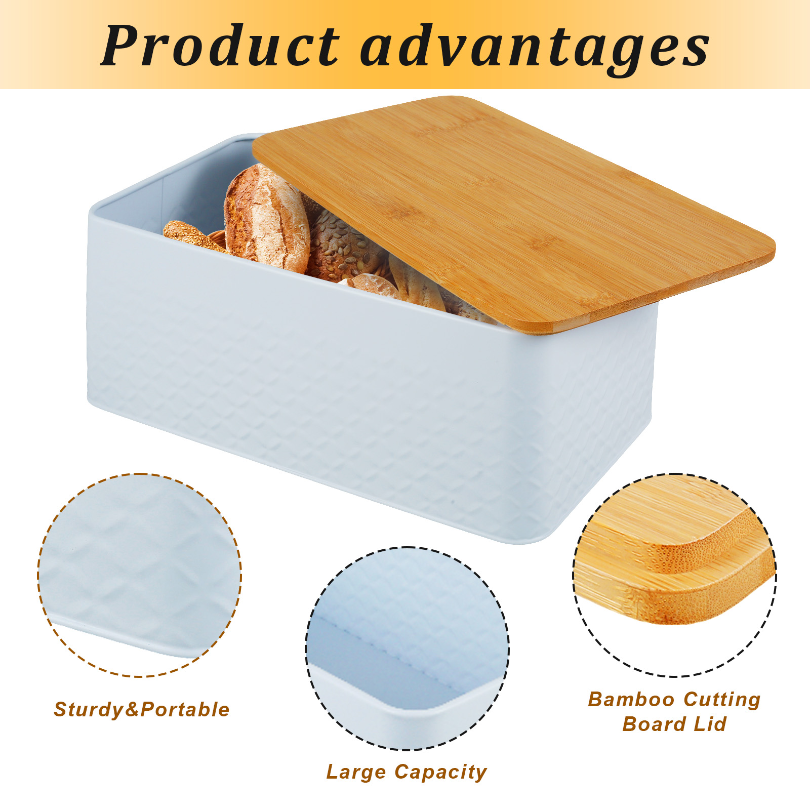 Kotak roti dengan tutup bambu, - Bread Box Bamboo ulasan dan harga