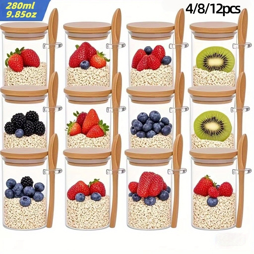 4/8/12 Buah, Cangkir Sarapan O - Glass Meal Prep Container ulasan dan harga