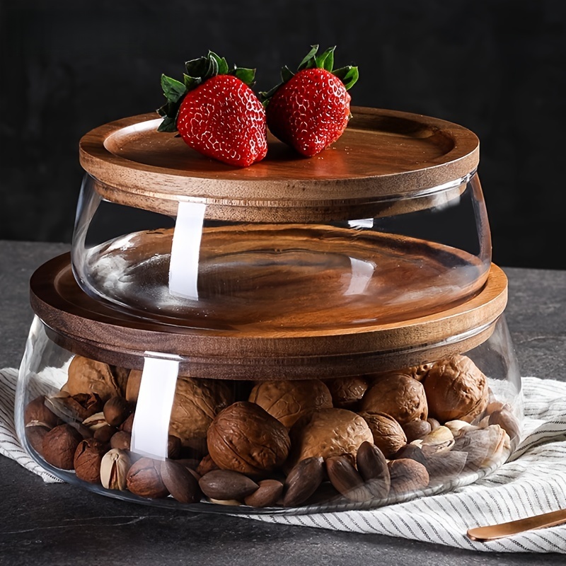 Stoples Kaca dengan Tutup Kayu - Glass Meal Prep Container ulasan dan harga