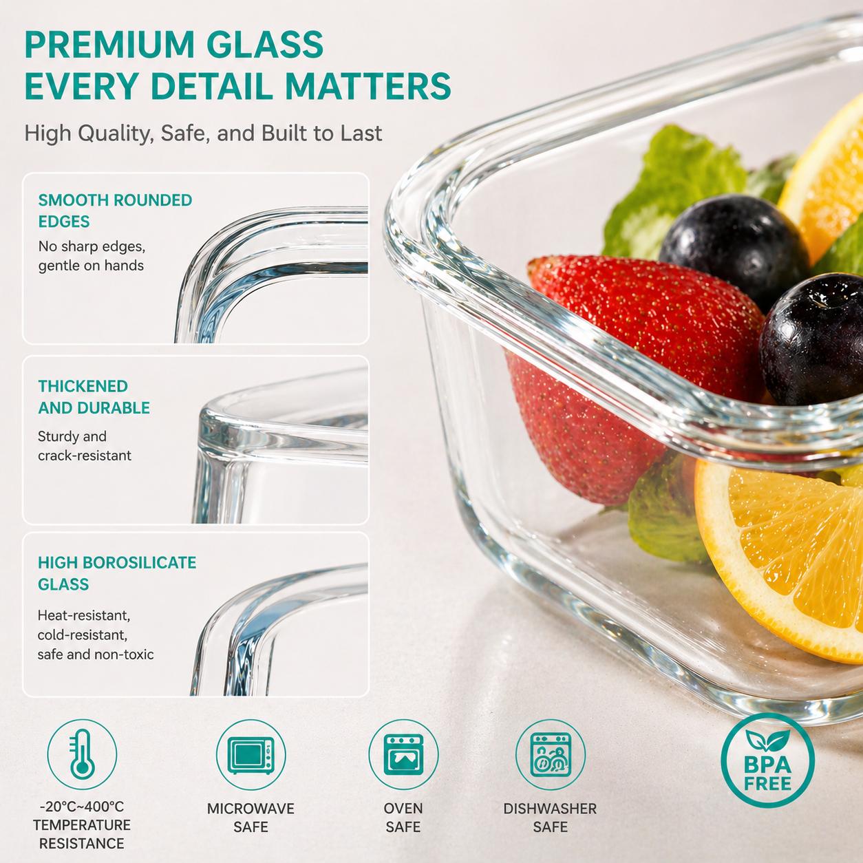 16 buah Wadah Penyimpanan Maka - Glass Meal Prep Container ulasan dan harga