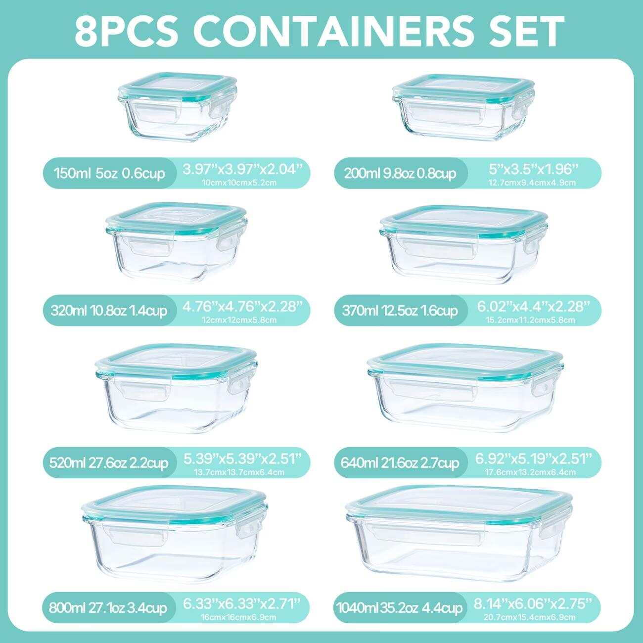 16 buah Wadah Penyimpanan Maka - Glass Meal Prep Container ulasan dan harga