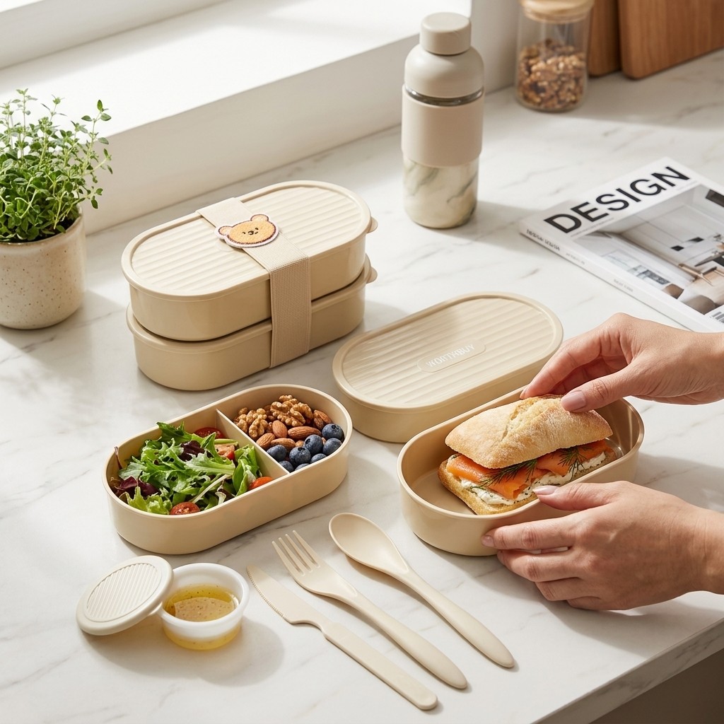 Kotak Makan Oval Dua Lapis Den - Food Storage Safety ulasan dan harga